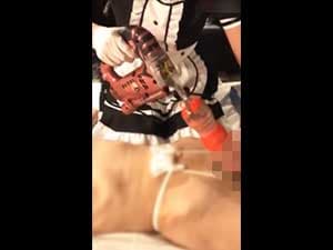 スマホ個人撮影　ドSメイドが電動マシンにTE●GAつけて高速オナホ責めwww